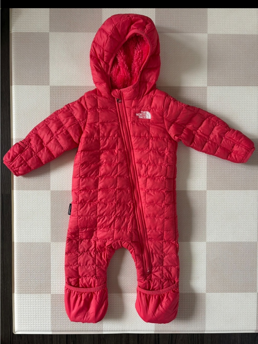 The North Face Bright Red Quilted Toddler One-Piece Snowsuit